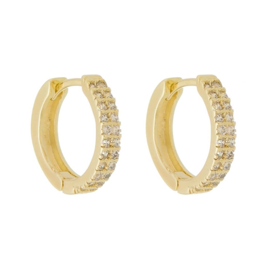 Brincos Piuka | Brinco Argolinha Ludy P Zirconia Folheado A Ouro 18K