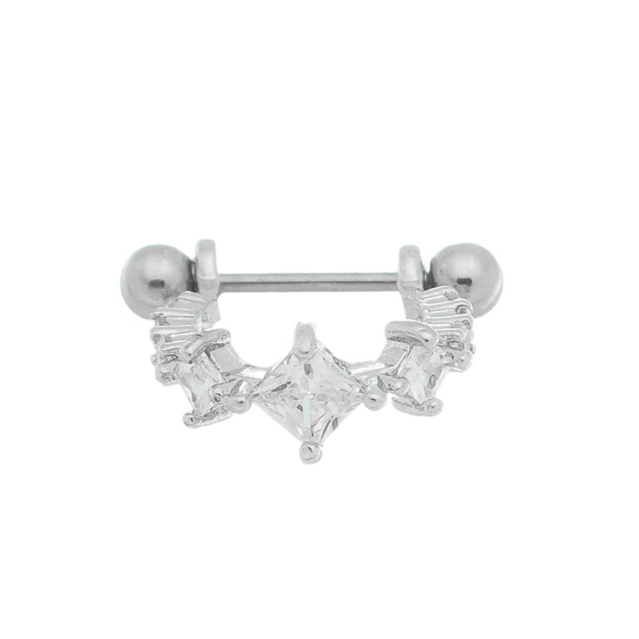 Piercings Piuka | Piercing De Furo Argola 7Mm Com Haste Amy Zirconias Prata