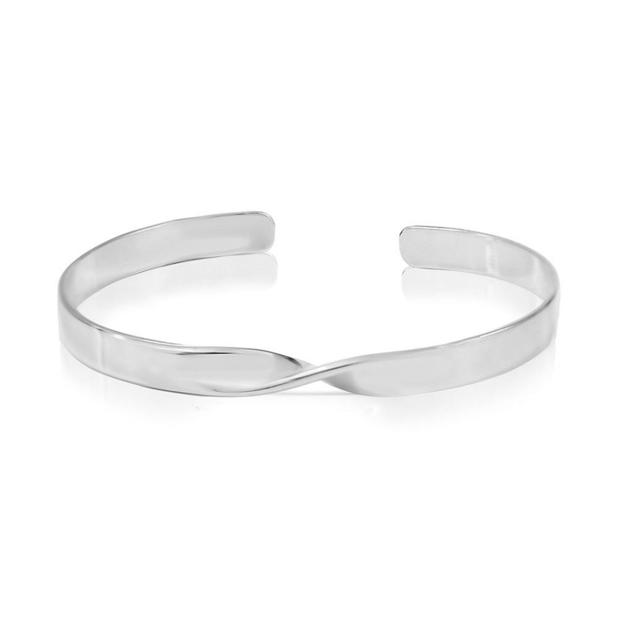 Piercings Piuka | Bracelete Feminino Folheado Em Rodio Branco Torcida Caly