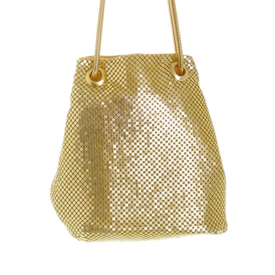 Acessorios Piuka | Bolsa Saco Piuka Nicki Malha De Metal Dourado