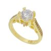 Aneis Piuka | Anel Solitario Piuka Charlotte Zirconia Cristal Trabalhado Folheado A Ouro 18K