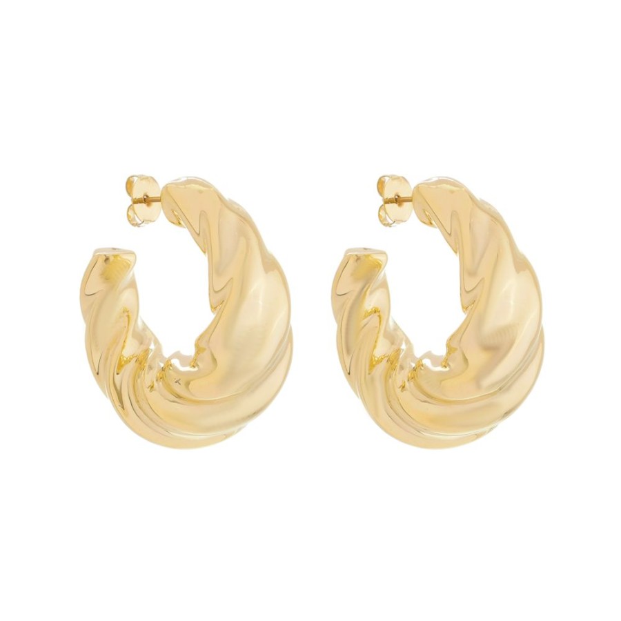 Brincos Piuka | Brinco De Argola Croissant Natalia Folheado A Ouro 18K