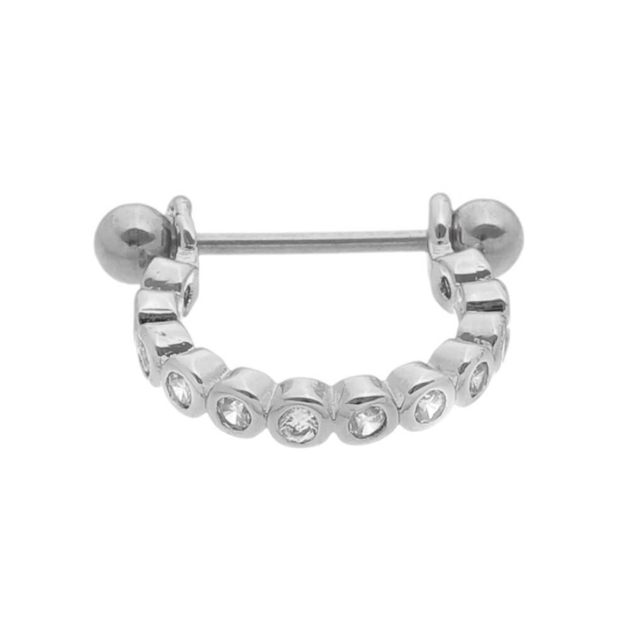 Piercings Piuka | Piercing De Furo Piuka Argola P Stella 10Mm Zirconia Prata