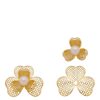 Brincos Piuka | Brinco Flor Orquidea Perola Folheado A Ouro 18K