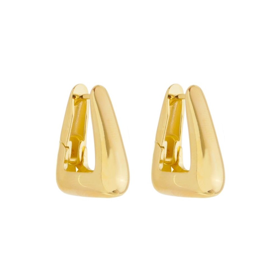 Brincos Piuka | Brinco Argola Triangular Emily P Folheado A Ouro 18K