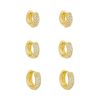 Brincos Piuka | Trio De Brincos Argolinha Dani Zirconias Folheado A Ouro 18K