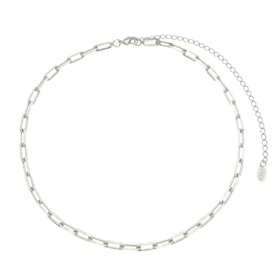 Chokers Piuka | Choker Miley Folheada Em Rodio Branco