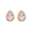 Brincos Piuka | Brinco Maria Fernanda Gota Zirconia Rosa Folheado A Ouro 18K