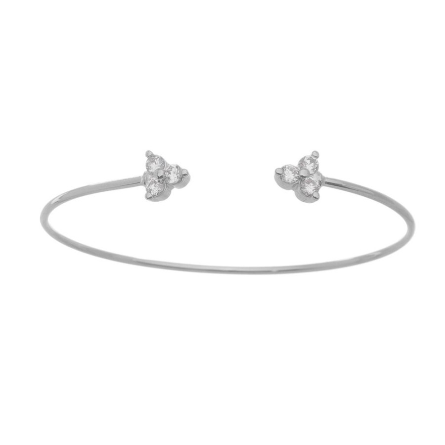 Piercings Piuka | Bracelete Feminino Folheado Em Rodio Branco 3 Pontos De Luz Vivi