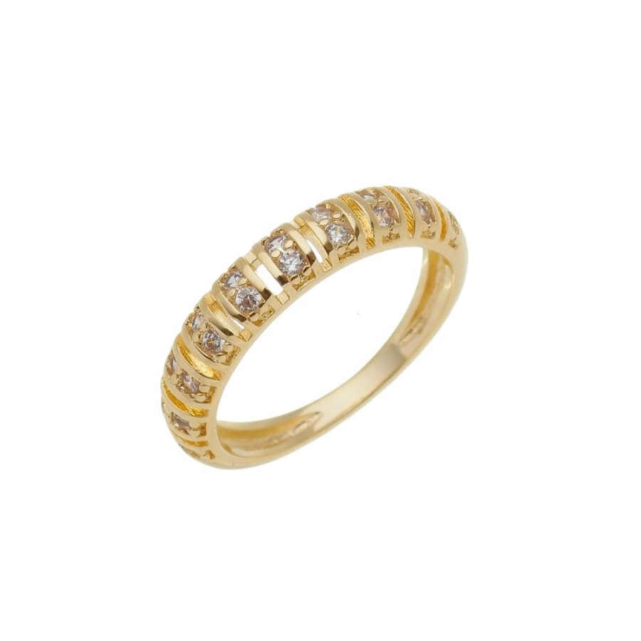 Aneis Piuka | Anel Loise Baguete Zirconias Folheado A Ouro 18K