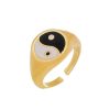 Aneis Piuka | Anel De Dedinho Piuka Tacy Yin Yang Resinado Folheado A Ouro 18K