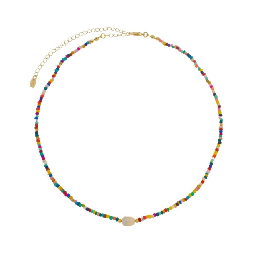 Chokers Piuka | Choker Piuka Clara Perola De Agua Doce Micangas Multicoloridas