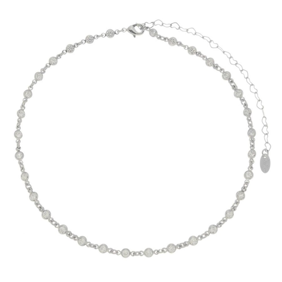 Chokers Piuka | Choker Piuka Sunshine Zirconia Folheado Em Rodio Branco