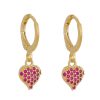 Brincos Piuka | Brinco Argolinha Nanda Coracao Zirconias Pink Folheado A Ouro 18K