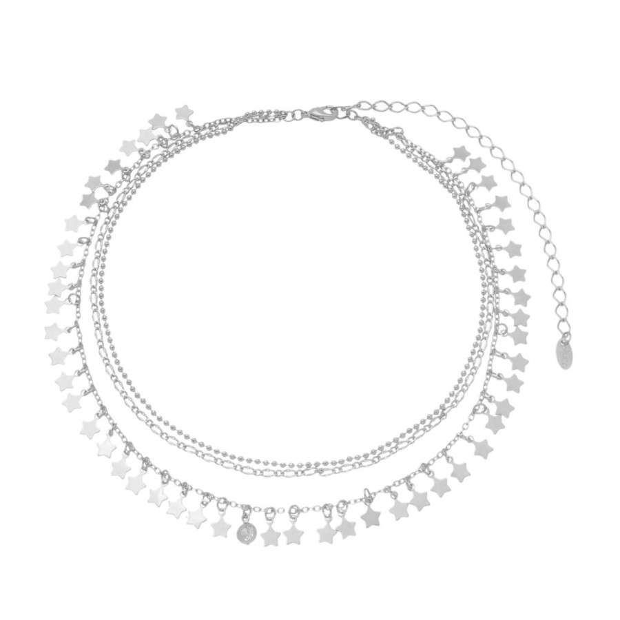 Chokers Piuka | Choker 3 Voltas Mini Estrelas Zirconia Folheada Em Rodio Branco Vicky