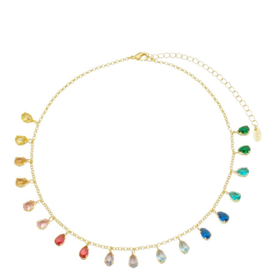 Chokers Piuka | Choker Gotas Zirconias Coloridas Folheada A Ouro 18K Vivian