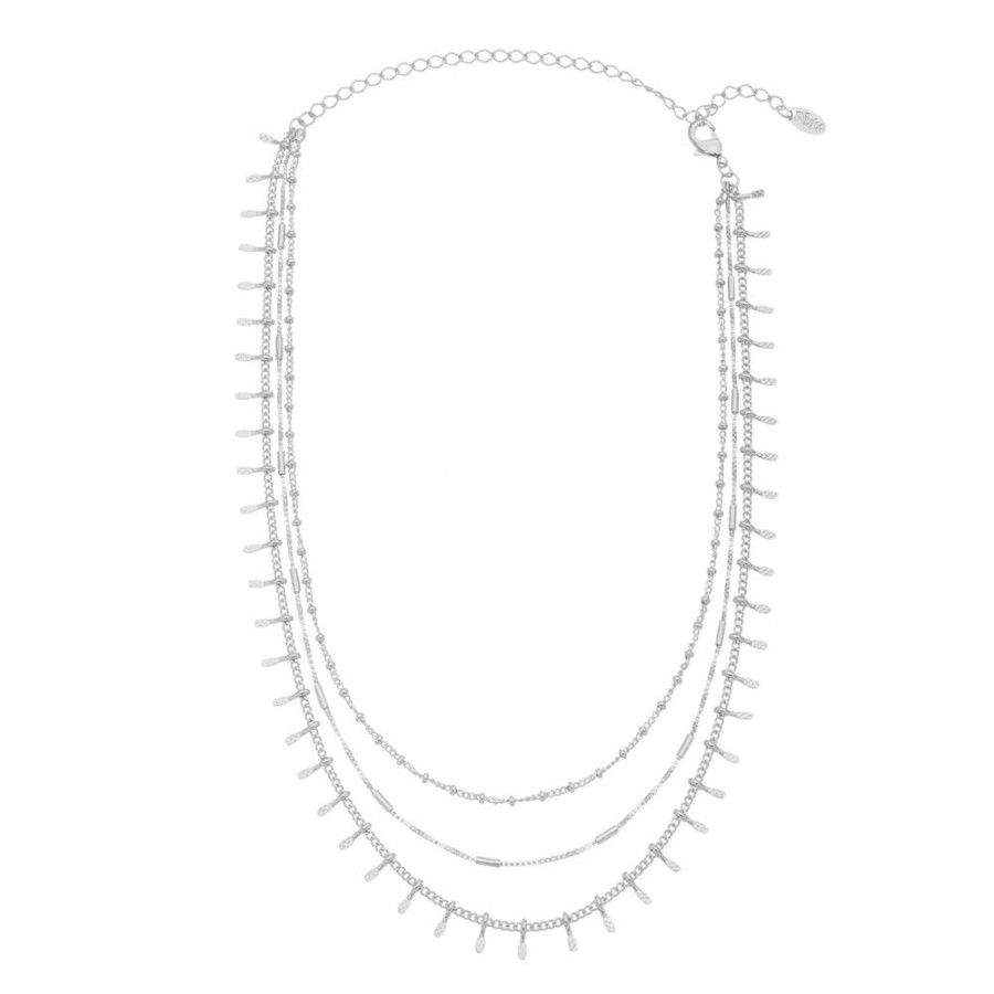 Chokers Piuka | Choker Piuka 3 Voltas Vic Folheada Em Rodio Branco