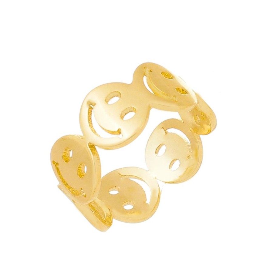 Aneis Piuka | Anel Folheado A Ouro 18K Smile Nina