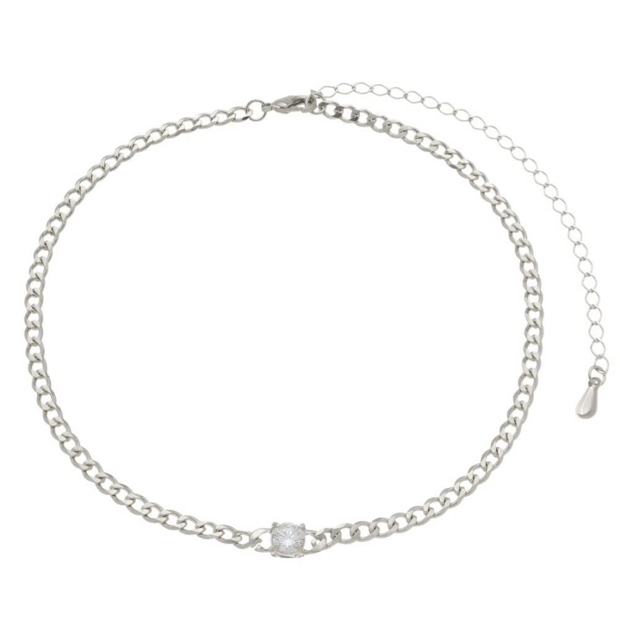 Chokers Piuka | Choker Elos Ponto De Luz Folheado Em Rodio Branco Sophie