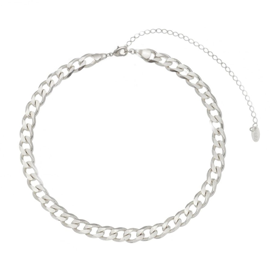 Chokers Piuka | Choker Piuka Raiza Elos Grumet Folheada Em Rodio Branco