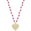 Colares Piuka | Colar Love Coracao Olho Grego Zirconias Murano Pink Folheado A Ouro 18K