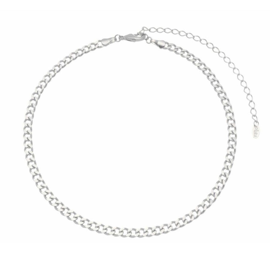 Chokers Piuka | Choker Piuka Frida Elos Groumet Folheado Em Rodio Branco