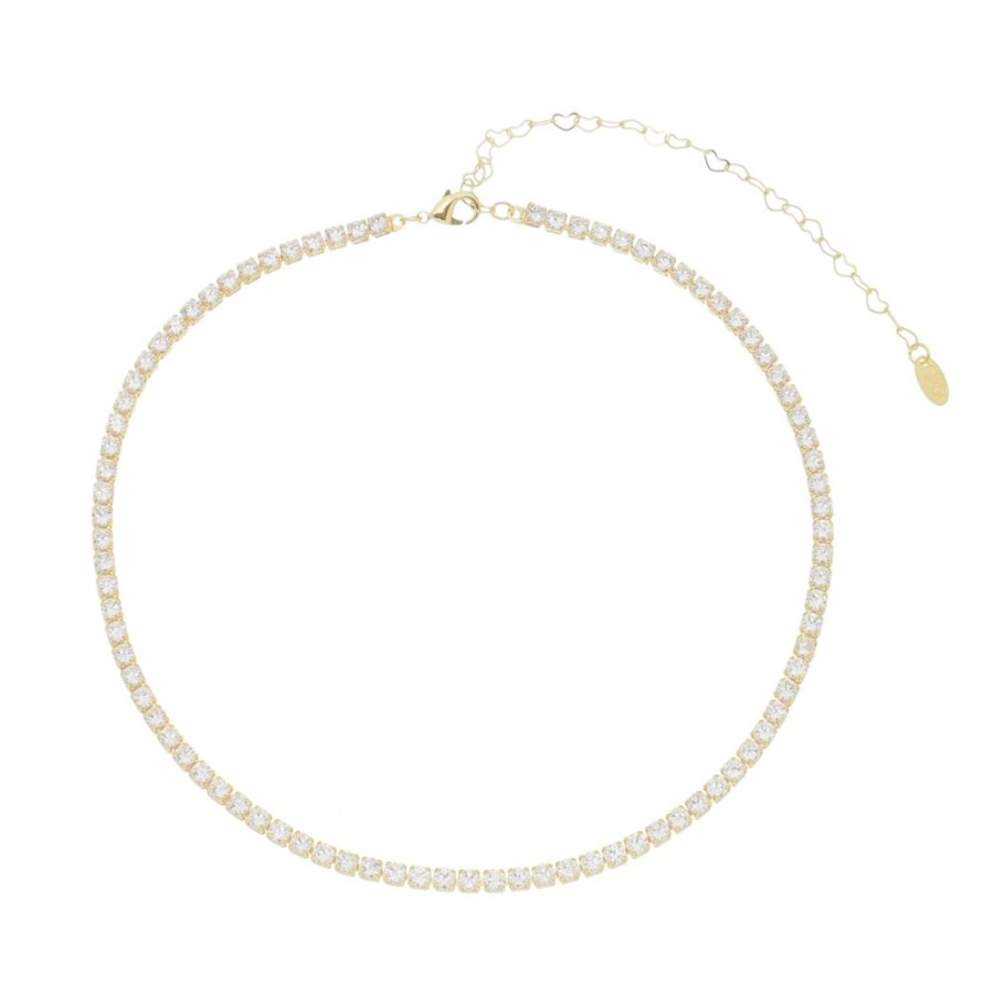 Chokers Piuka | Choker Riviera Zirconias Pequena Cristal Folheada A Ouro 18K Chiara