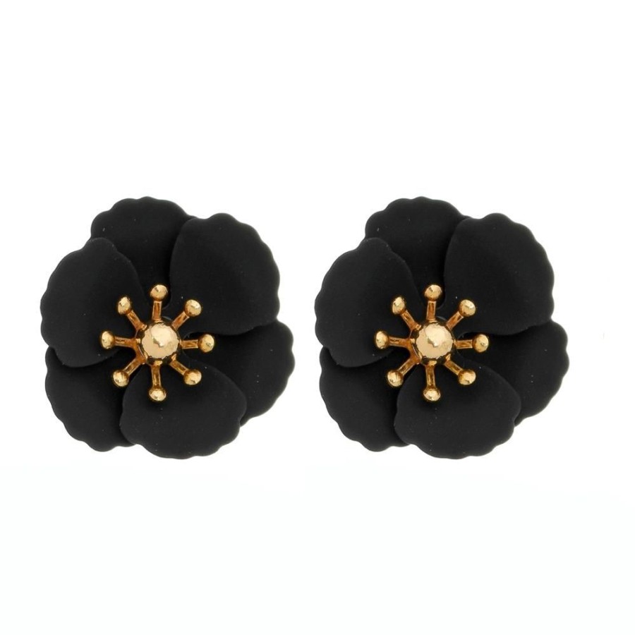 Brincos Piuka | Brinco De Flor Petunia Preto