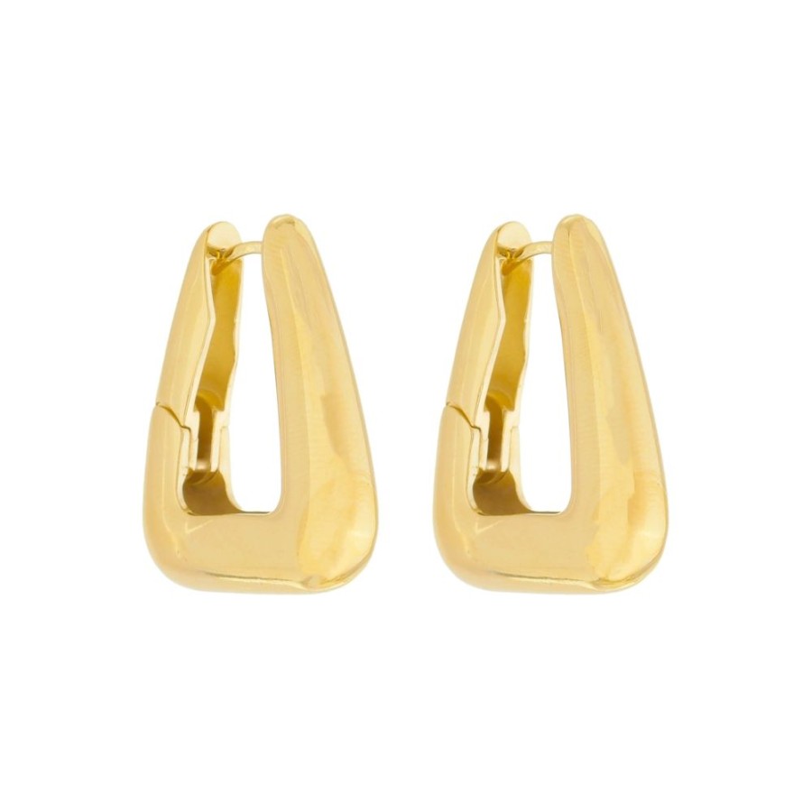 Brincos Piuka | Brinco Argola Triangular Emily G Folheado A Ouro 18K