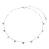 Chokers Piuka | Choker Piuka Milli Zirconia Colorida Folheada Em Rodio Branco