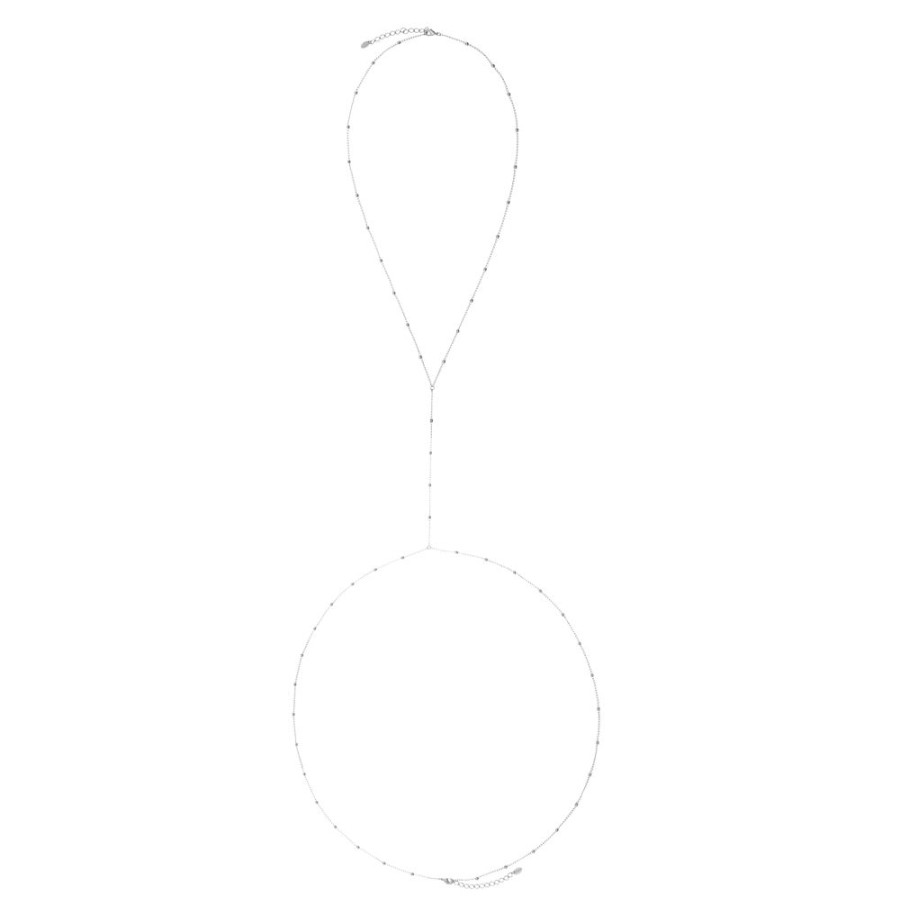 Acessorios Piuka | Body Chain Piuka Dua Bolinhas Folheado Em Rodio Branco