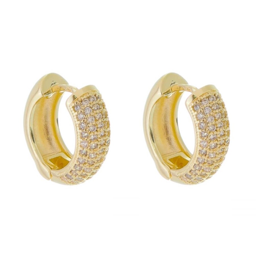 Brincos Piuka | Brinco Argolinha Livia M Zirconia Folheado A Ouro 18K