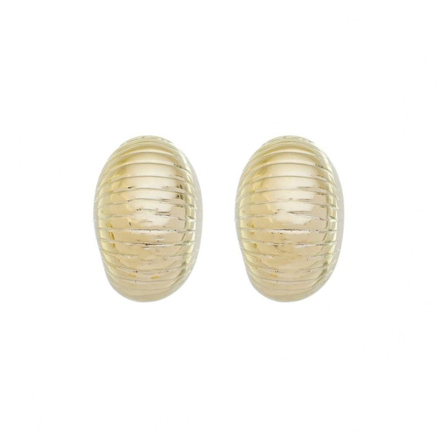 Brincos Piuka | Brinco Semi Oval Texturizado Clara Folheado A Ouro 18K