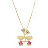 Colares Piuka | Colar Mae De Meninas Coracao Zirconias Pink Folheado A Ouro 18K