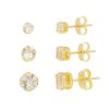 Brincos Piuka | Trio De Brincos Liane Ponto De Luz Zirconia Cristal Folheado A Ouro 18K