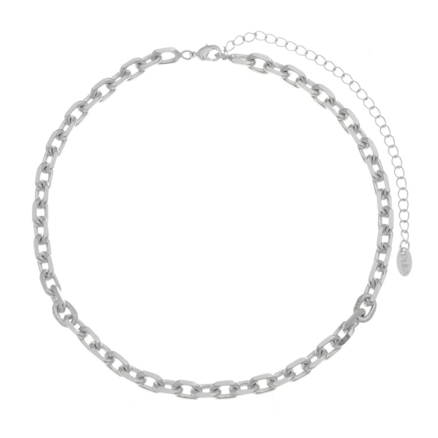 Chokers Piuka | Choker Piuka Monica Dua Elos Folheada Em Rodio Branco