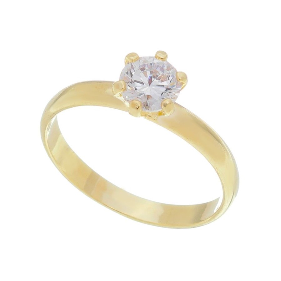 Aneis Piuka | Anel Solitario Piuka Celina Zirconia Cristal Folheado A Ouro 18K