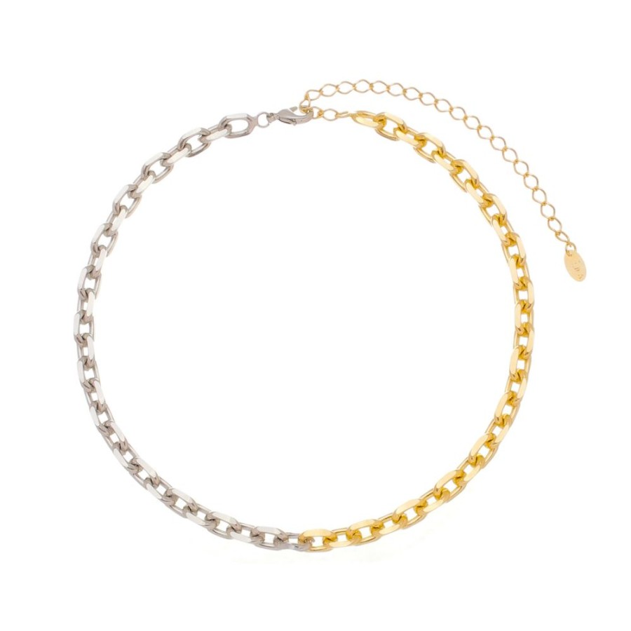 Chokers Piuka | Choker Piuka Monica Dua Elos Folheada A Ouro 18K E Folheada Em Rodio Branco