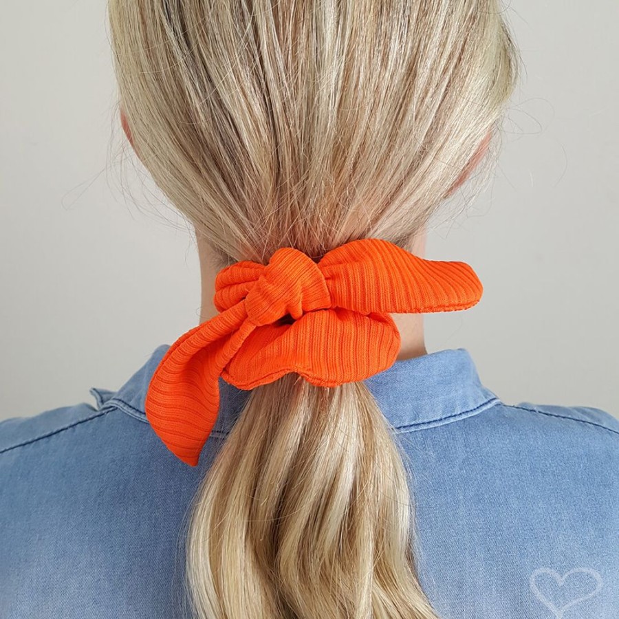 Acessorios Piuka | Scrunchie/ Lacinho Piuka Lola Malha Canelada Laranja Neon