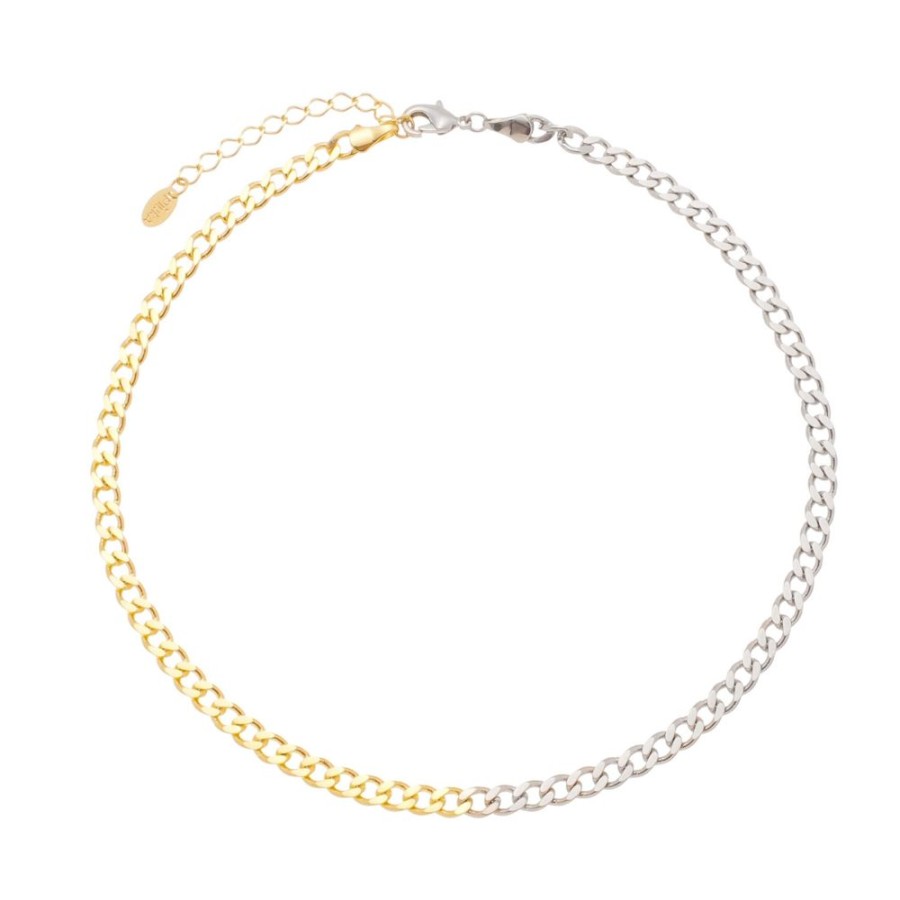 Chokers Piuka | Choker Elos Groumet Folheada A Ouro 18K E Folheada Em Rodio Branco Frida