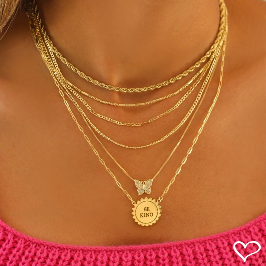 Colares Piuka | Colar Feminino Medalha Be Kind Folheado A Ouro 18K