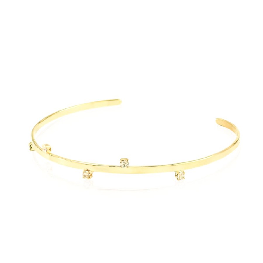 Piercings Piuka | Bracelete Feminino Folheado A Ouro 18K 5 Pontos De Luz Lia